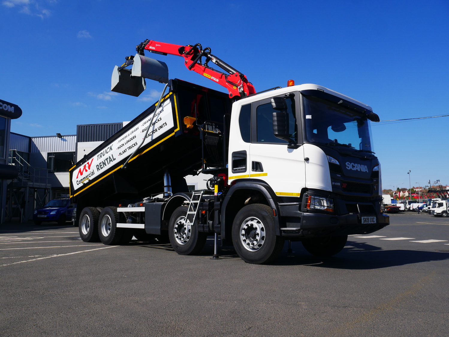 Scania P410 Xt Tipper Grab With Palfinger Epsilon Crane Truck For Hire Sk19bxc Mv Truck And Van Rental